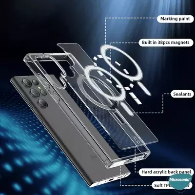 Microsonic Samsung Galaxy S22 Ultra Kılıf MagSafe Clear Soft Şeffaf