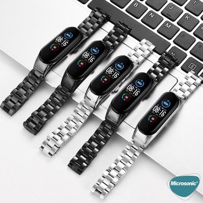 Microsonic Xiaomi Mi Band 4 Metal Stainless Steel Kordon Gümüş