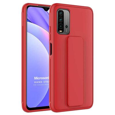 Microsonic Xiaomi Redmi 9T Kılıf Hand Strap Kırmızı