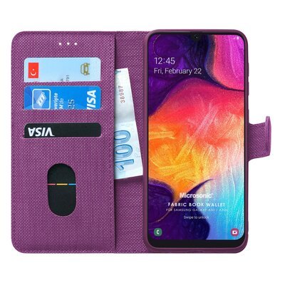 Microsonic Samsung Galaxy A30s Kılıf Fabric Book Wallet Mor