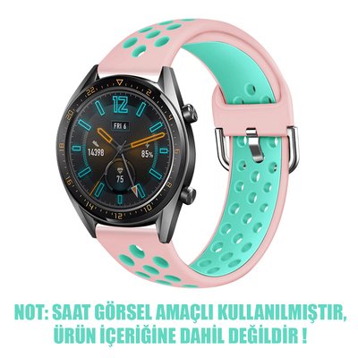 Microsonic Huawei Honor Magic Watch 2 46mm Rainbow Sport Band Kordon Açık Pembe Turkuaz