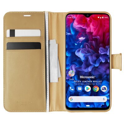 Microsonic General Mobile GM 20 Pro Kılıf Delux Leather Wallet Gold