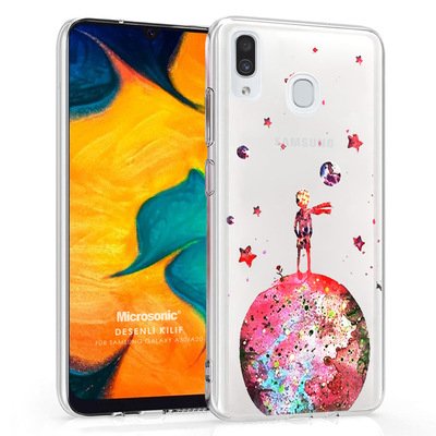 Microsonic Samsung Galaxy A30 Desenli Kılıf Küçük Prens Kırmızı