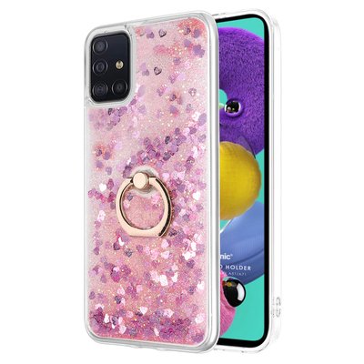 Microsonic Samsung Galaxy A71 Kılıf Glitter Liquid Holder Pembe