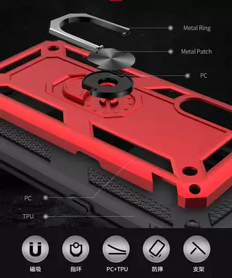 Microsonic Xiaomi Mi 9 Kılıf Military Ring Holder Gümüş