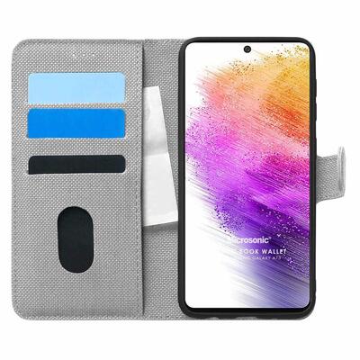 Microsonic Samsung Galaxy A73 5G Kılıf Fabric Book Wallet Gri