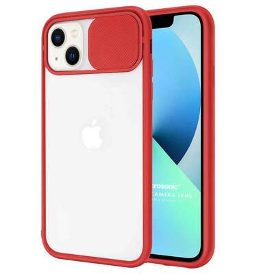 Microsonic Apple iPhone 13 Kılıf Slide Camera Lens Protection Kırmızı