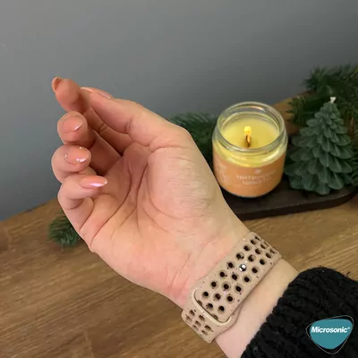 Microsonic Apple Watch SE 3 40mm Kordon Flame Circle Bej