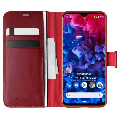 Microsonic General Mobile GM 20 Pro Kılıf Delux Leather Wallet Kırmızı