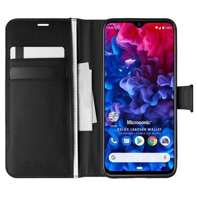 Microsonic General Mobile GM 20 Pro Kılıf Delux Leather Wallet Siyah