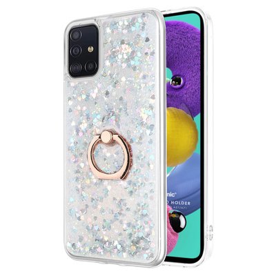 Microsonic Samsung Galaxy A71 Kılıf Glitter Liquid Holder Gümüş