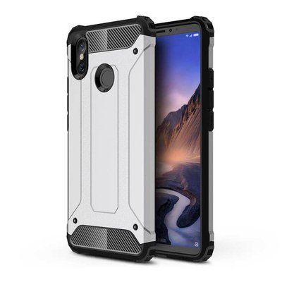 Microsonic Xiaomi Mi Max 3 Kılıf Rugged Armor Gümüş