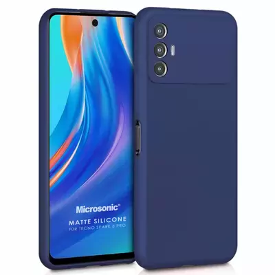 Microsonic Matte Silicone TECNO Spark 8 Pro Kılıf Lacivert