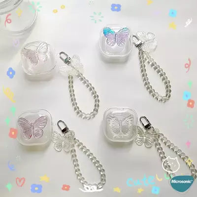 Microsonic Samsung Galaxy Buds 2 Kılıf Butterfly Figürlü Şeffaf