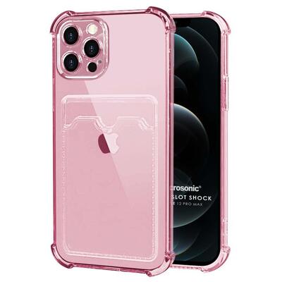 Microsonic Apple iPhone 12 Pro Max Card Slot Shock Kılıf Pembe