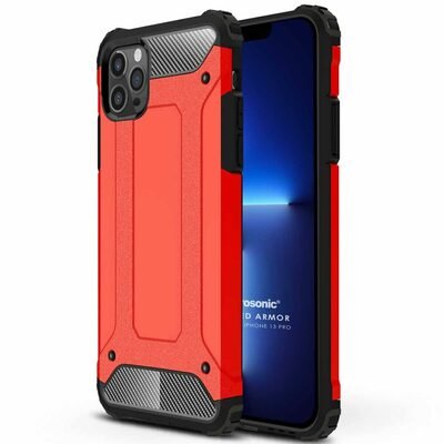 Microsonic Apple iPhone 13 Pro Kılıf Rugged Armor Kırmızı