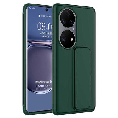 Microsonic Huawei P50 Pro Kılıf Hand Strap Koyu Yeşil