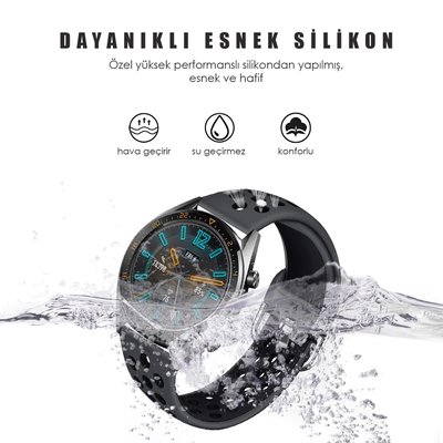 Microsonic Huawei Watch GT 2e Rainbow Sport Band Kordon Siyah