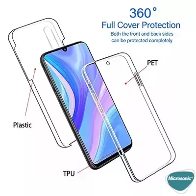 Microsonic Huawei Y8P Kılıf Komple Gövde Koruyucu Şeffaf