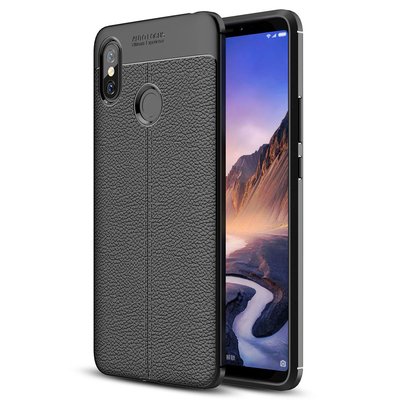 Microsonic Xiaomi Mi Max 3 Kılıf Deri Dokulu Silikon Siyah