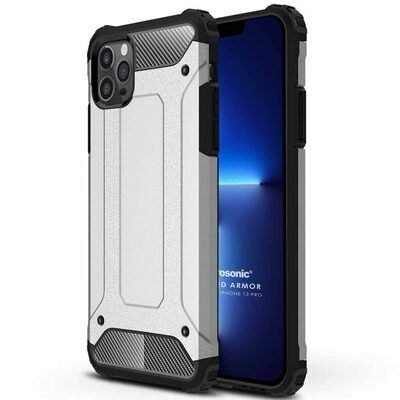 Microsonic Apple iPhone 13 Pro Kılıf Rugged Armor Gümüş