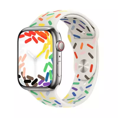 Microsonic Apple Watch Series 9 45mm Silikon Kordon V2 Pride Edition Beyaz