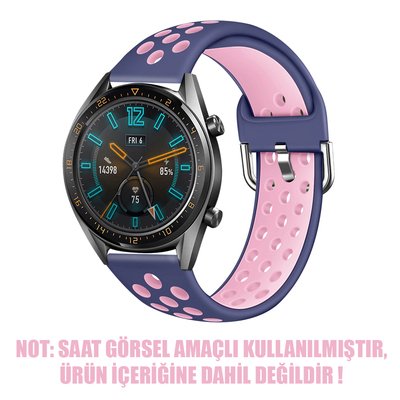 Microsonic Huawei Watch GT 2e Rainbow Sport Band Kordon Lacivert Pembe