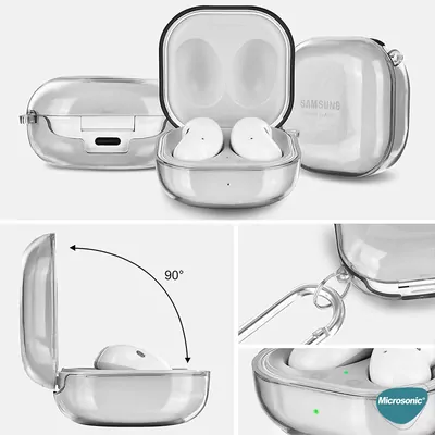 Microsonic Samsung Galaxy Buds 2 Pro Kılıf Kelebek Figürlü Parıltılı Şeffaf