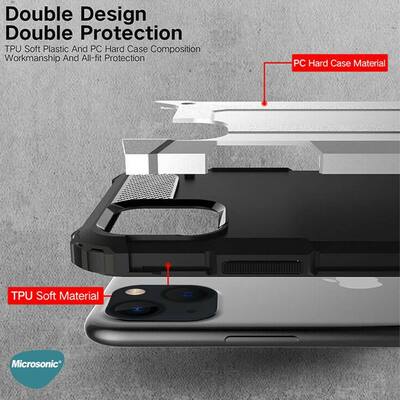 Microsonic Apple iPhone 13 Kılıf Rugged Armor Siyah