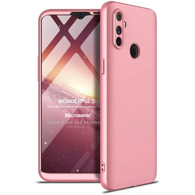 Microsonic Realme C3 Kılıf Double Dip 360 Protective AYS Rose Gold