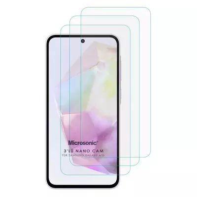 Microsonic Samsung Galaxy A35 Screen Protector Nano Glass Cam Ekran Koruyucu (3`lü Paket)