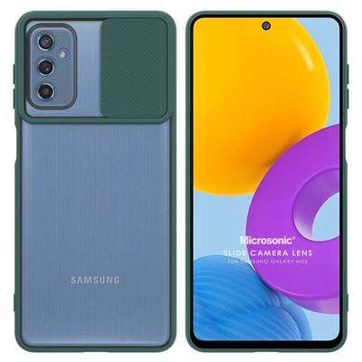 Microsonic Samsung Galaxy M52 Kılıf Slide Camera Lens Protection Koyu Yeşil