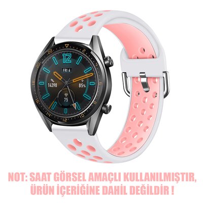 Microsonic Huawei Watch GT 2e Rainbow Sport Band Kordon Beyaz Açık Pembe