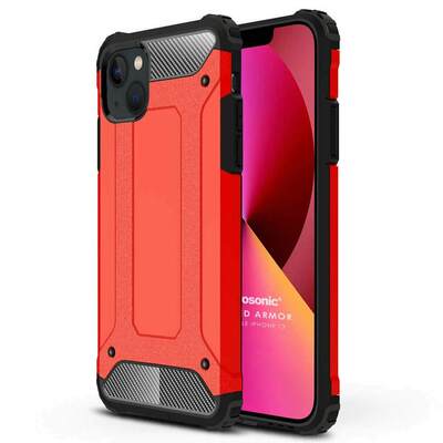 Microsonic Apple iPhone 13 Kılıf Rugged Armor Kırmızı