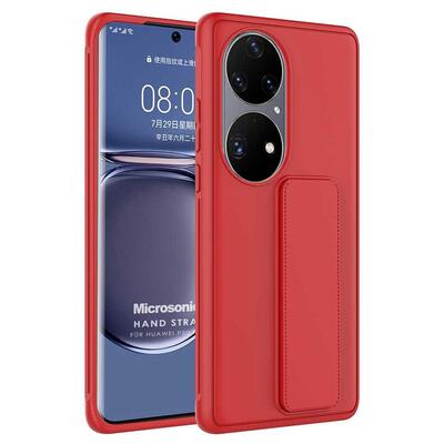 Microsonic Huawei P50 Pro Kılıf Hand Strap Kırmızı