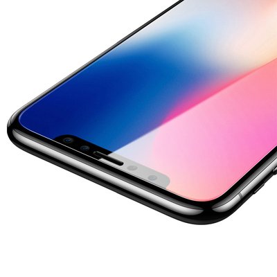 Microsonic Apple iPhone XS Kavisli Temperli Cam Ekran Koruyucu Film Siyah