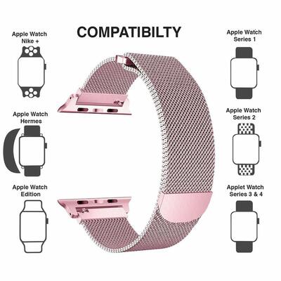 Microsonic Apple Watch 5 40mm Milanese Loop Kordon Rose Gold