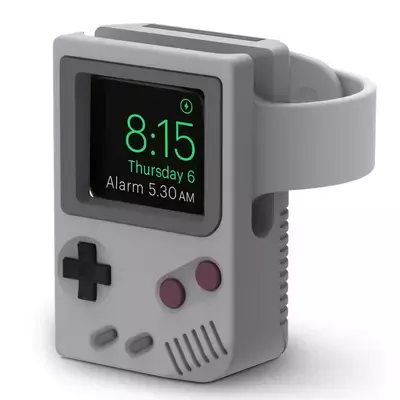 Microsonic Apple Watch SE 2022 44mm Masaüstü Şarj Standı Gameboy Gri