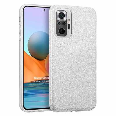 Microsonic Xiaomi Redmi Note 10 Pro Max Kılıf Sparkle Shiny Gümüş