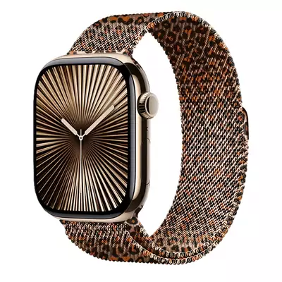 Microsonic Apple Watch Ultra 3 Kordon Luxe Metal Leopard Rose Gold
