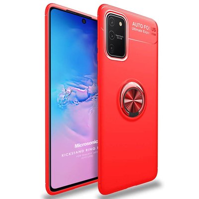 Microsonic Samsung Galaxy S10 Lite Kılıf Kickstand Ring Holder Kırmızı