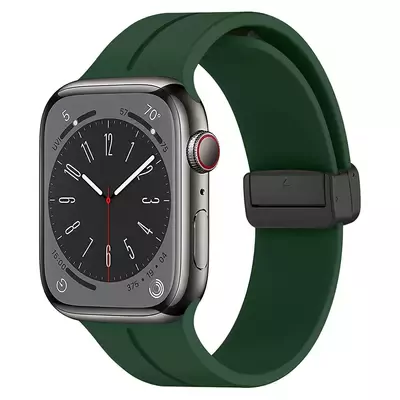 Microsonic Apple Watch Series 9 45mm Kordon Ribbon Line Koyu Yeşil