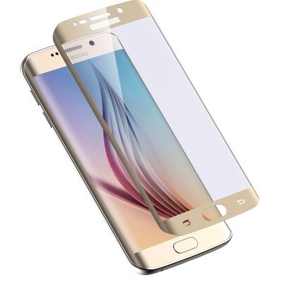 Microsonic Samsung Galaxy S6 Edge Kavisli Temperli Cam Ekran Koruyucu Film Gold