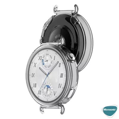 Microsonic Huawei Watch GT 6 41mm Kılıf Ekranı Tam Kaplayan 360 Full Round Soft Silicone Şeffaf