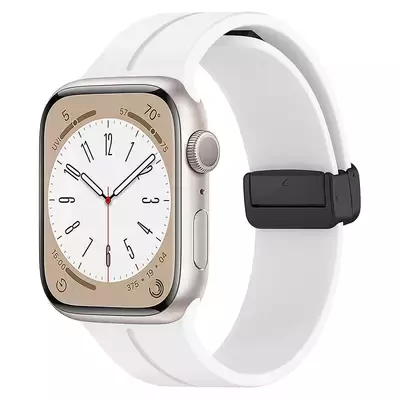 Microsonic Apple Watch Series 9 45mm Kordon Ribbon Line Beyaz