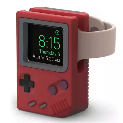 Microsonic Apple Watch SE 3 40mm Masaüstü Şarj Standı Gameboy Kırmızı