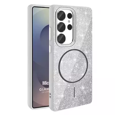 Microsonic Samsung Galaxy S25 Ultra Kılıf GlamGrip Luxe Gümüş