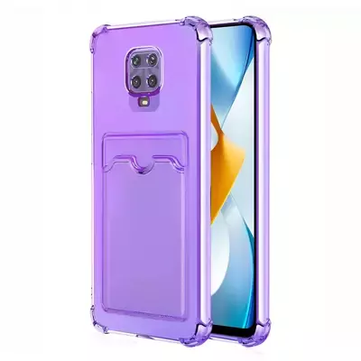 Microsonic Xiaomi Redmi Note 9S Card Slot Shock Kılıf Lila