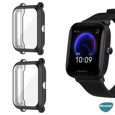 Microsonic Amazfit Bip Kılıf 360 Full Round Soft Silicone Siyah