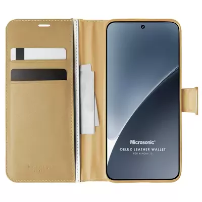 Microsonic Xiaomi 15 Kılıf Delux Leather Wallet Gold